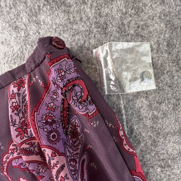 VTG Womens Med Boho Maxi Skirt Paisley Purple Red Beaded Hippie Gypsy Festival - Picture 6 of 13